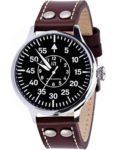 HAMAYOTA 腕時計 メンズ 自動巻き軍用時計 日本製ムーブメント パイロットウォッチ (ブラック)